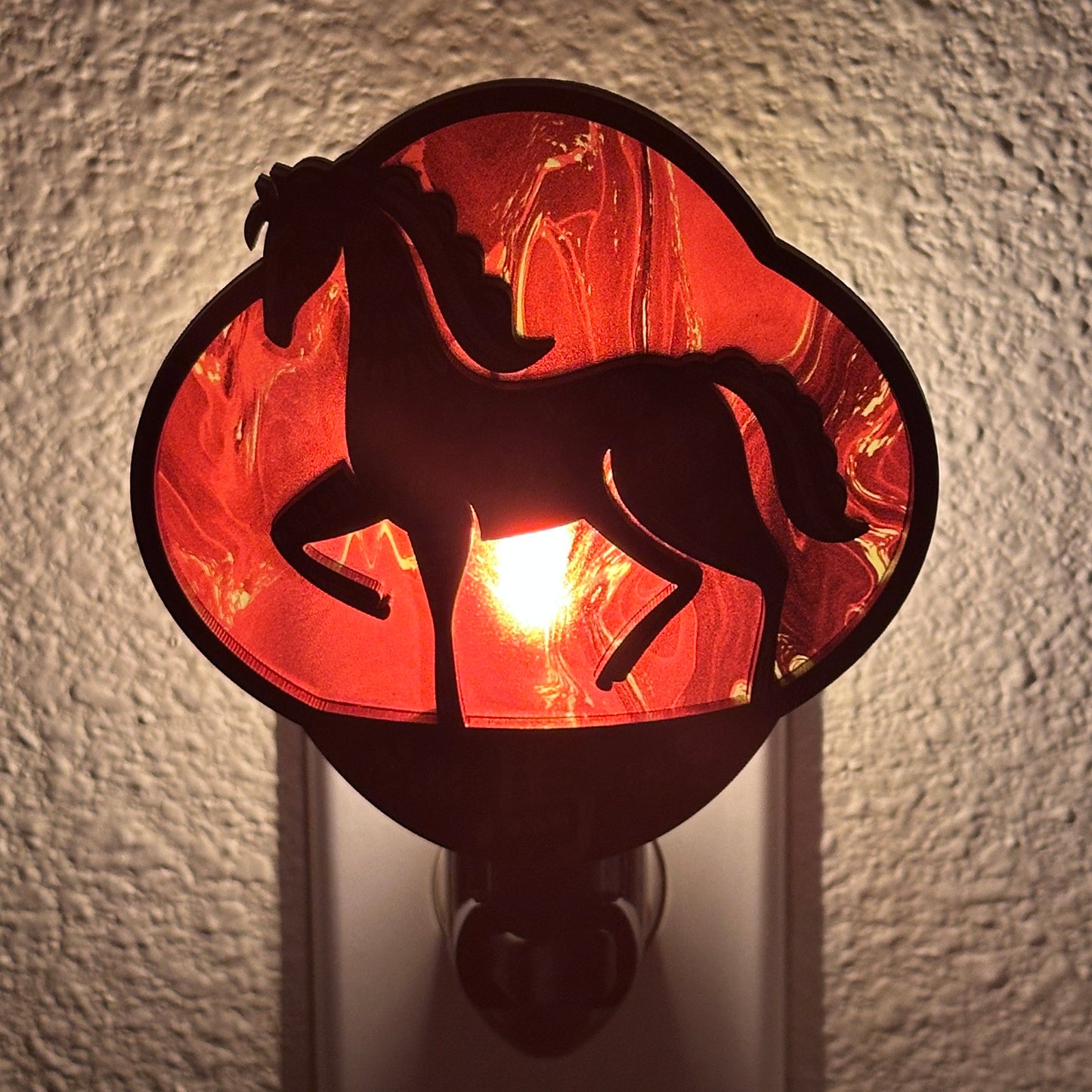 Year of the Horse Handmade Night Light LED Shatterproof bulb Hand Painted Details