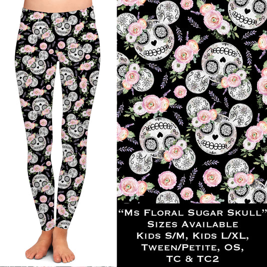 Ms Floral Sugar Skull - Legging & Capri