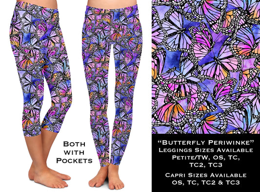 Butterfly Periwinkle - Leggings & Capri with Pockets