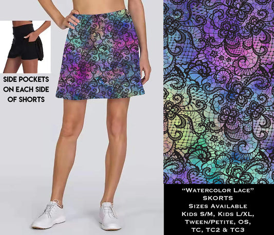 Watercolor Lace Skort with Pockets