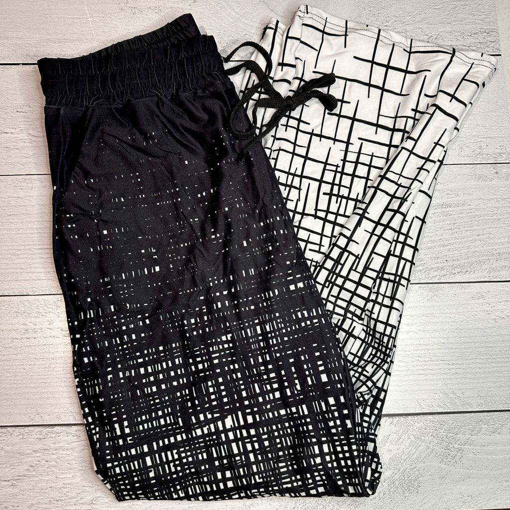 Black & White Crosshatch - Lounge Pants