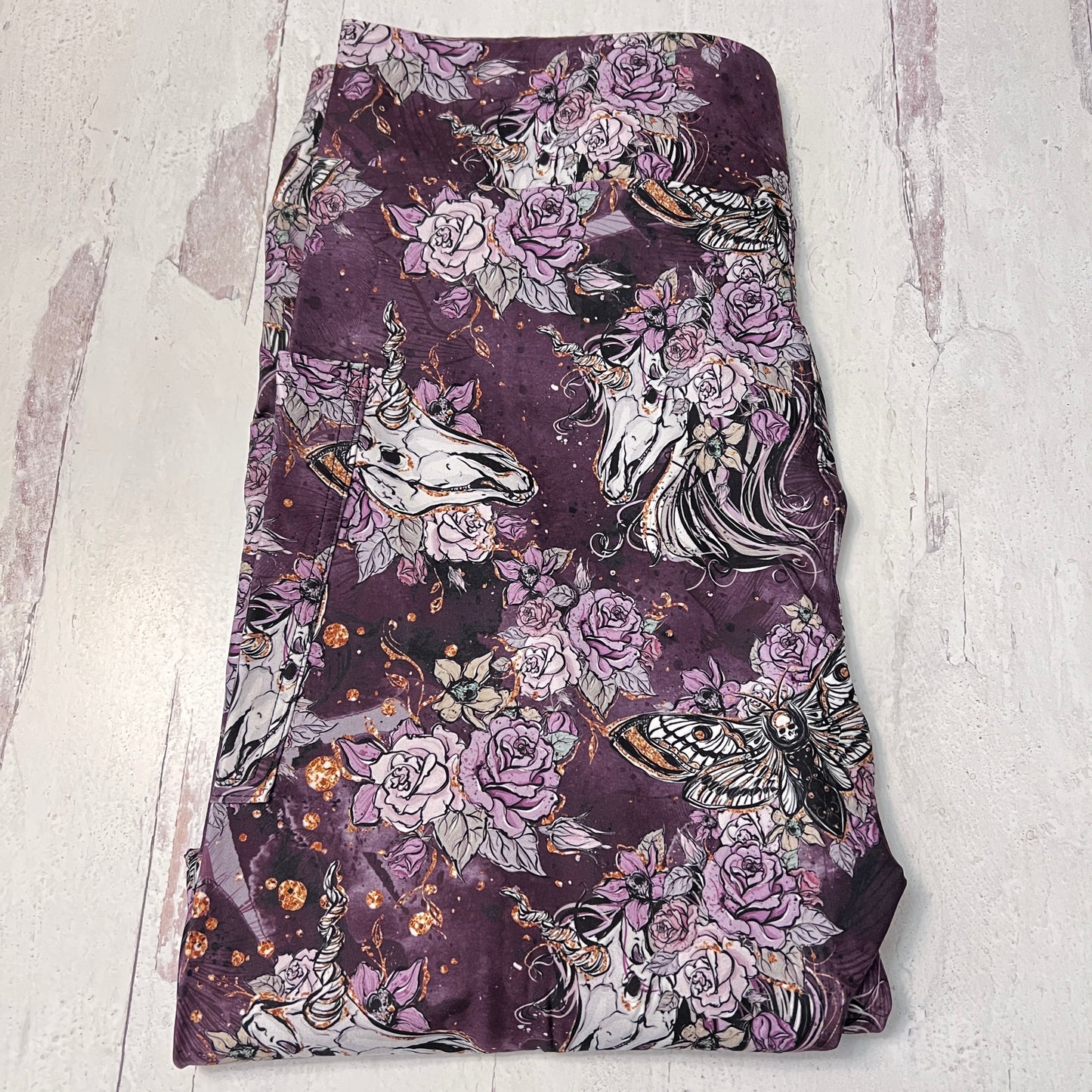Purple Skeleton Unicorn - Leggings with Pockets