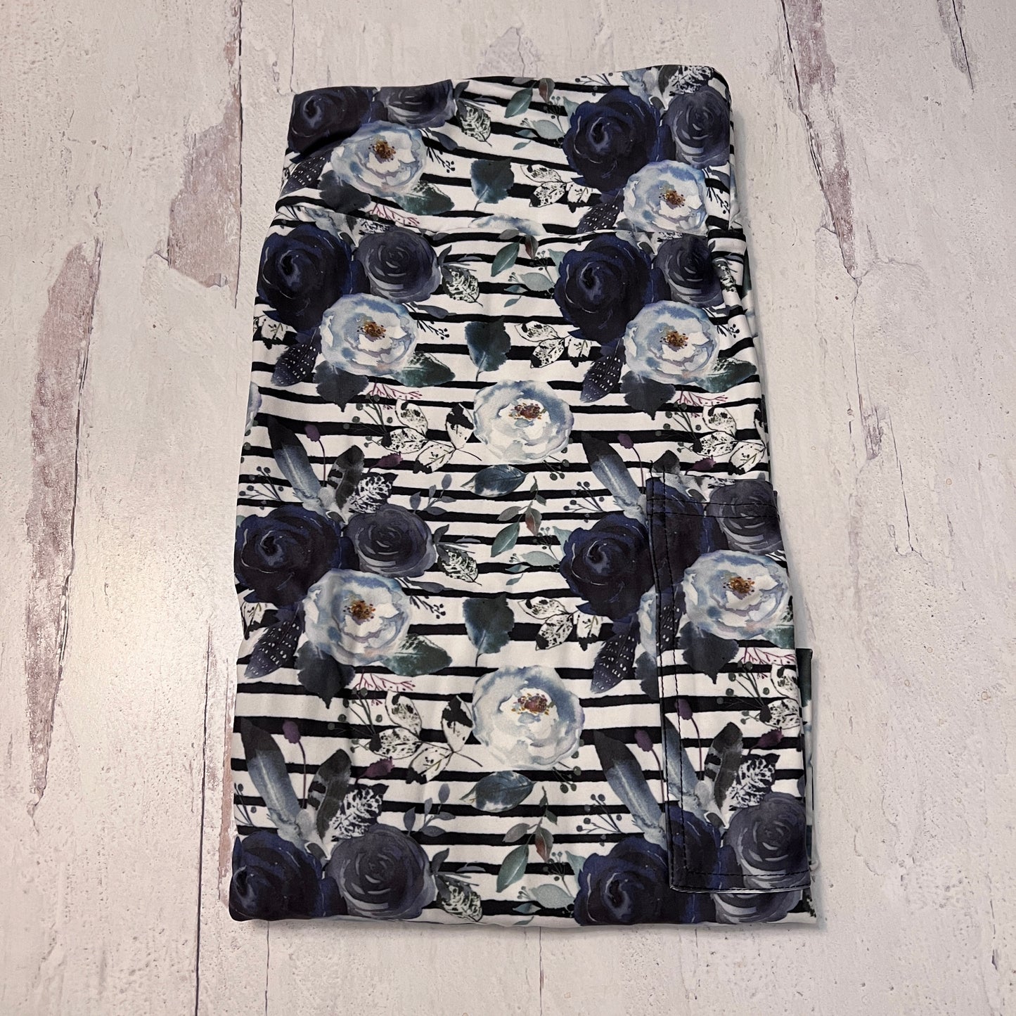 Blue Stripe Floral - Leggings with Pockets