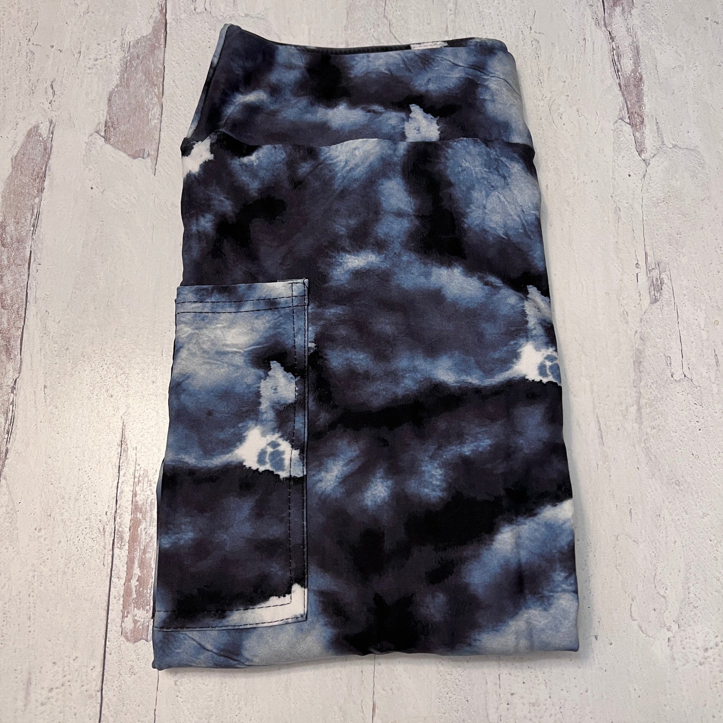 Tie Dye Black and White - Leggings with Pockets