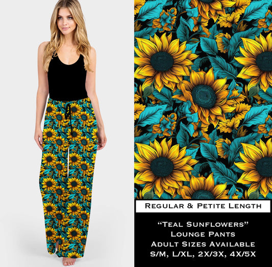 Teal Sunflowers Lounge Pants