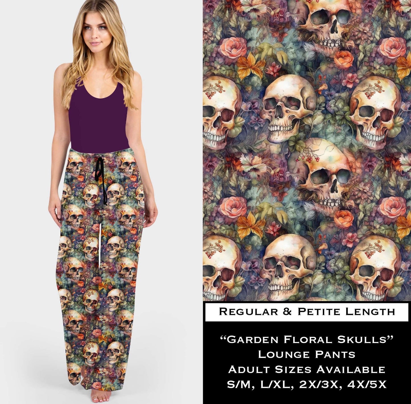 Garden Floral Skulls Lounge Pants