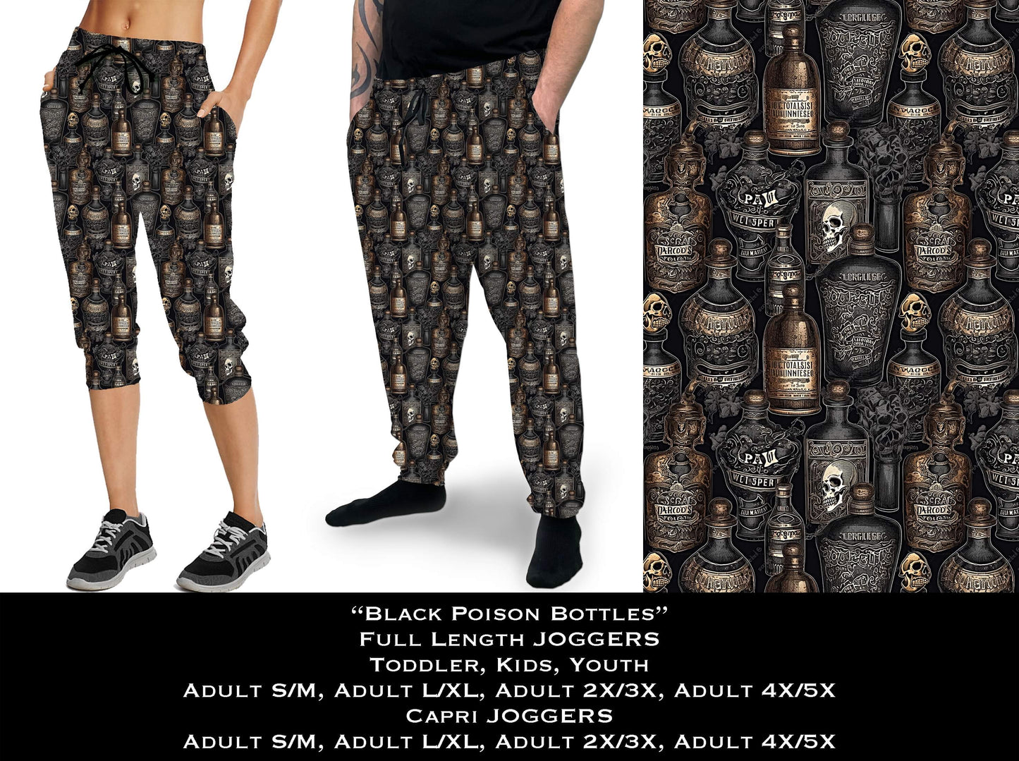 Black Poison Bottles Full & Capri Joggers