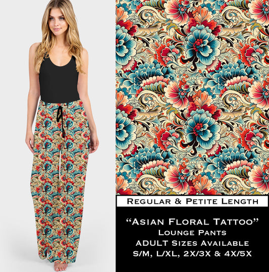 B138 - Asian Floral Tattoo Lounge Pants - Preorder Closes 10/2