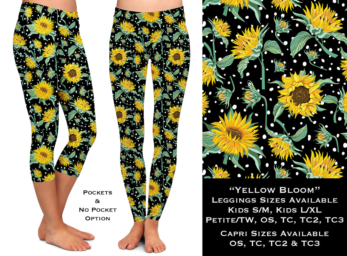 Yellow Bloom Full & Capri Leggings