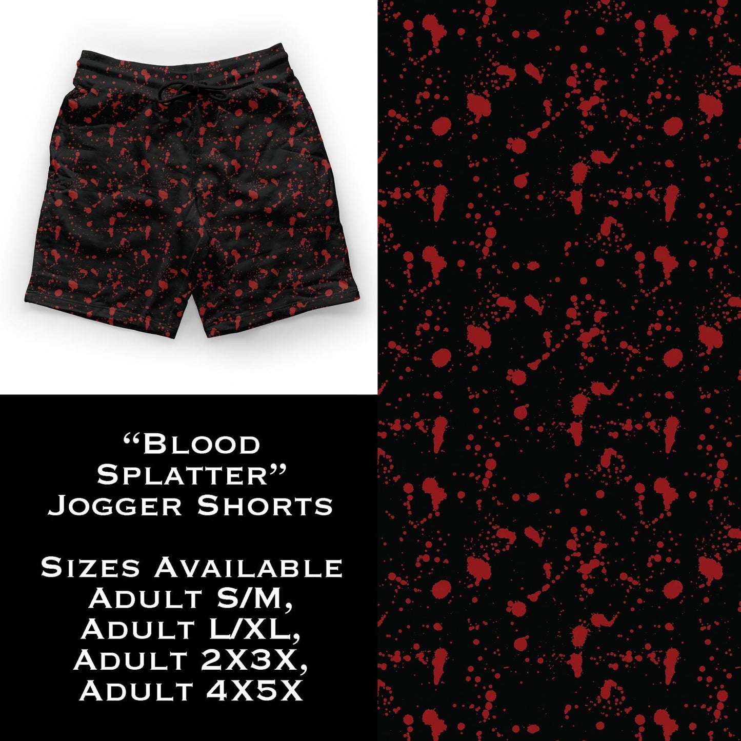 Blood Splatter Jogger Shorts with Pockets