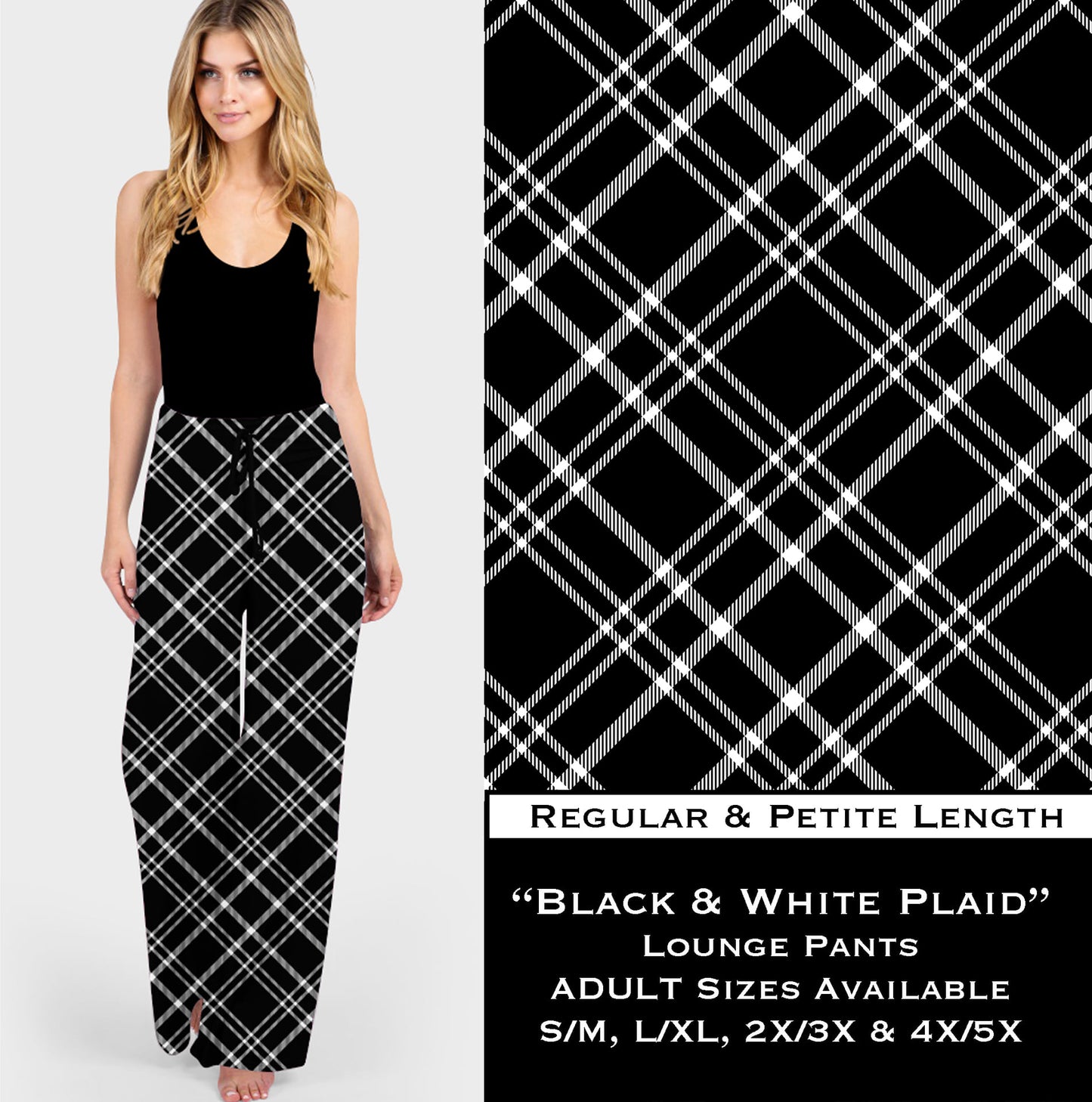 Black & White Plaid - Lounge Pants