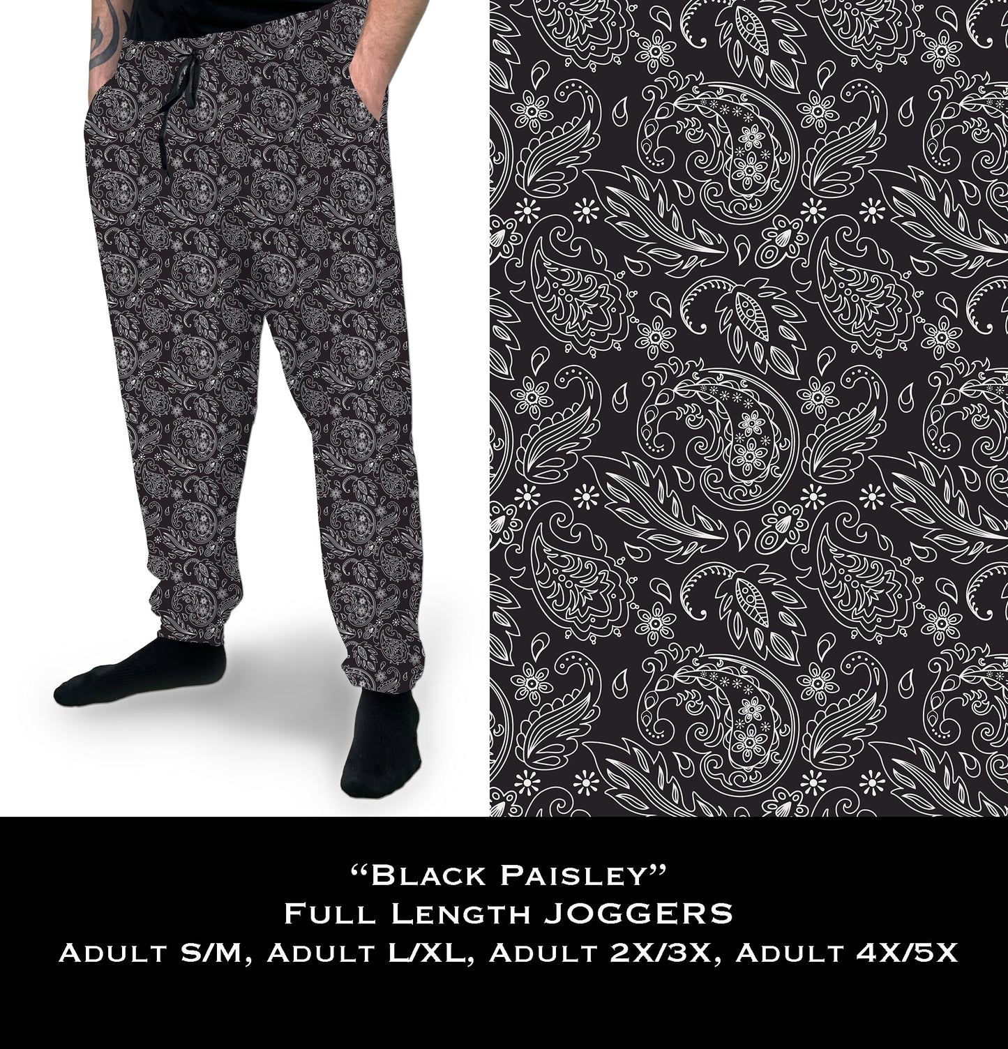 Black Paisley - Full Joggers