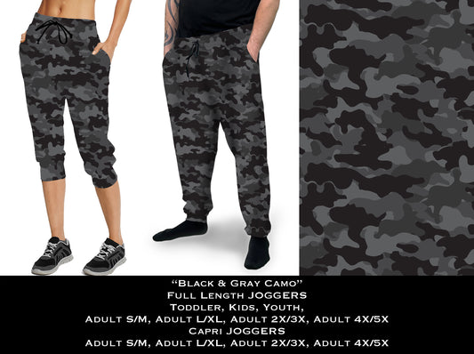 Black & Gray Camo - Full & Capri Joggers