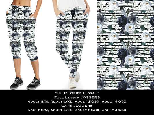 Blue Stripe Floral - Full & Capri Joggers