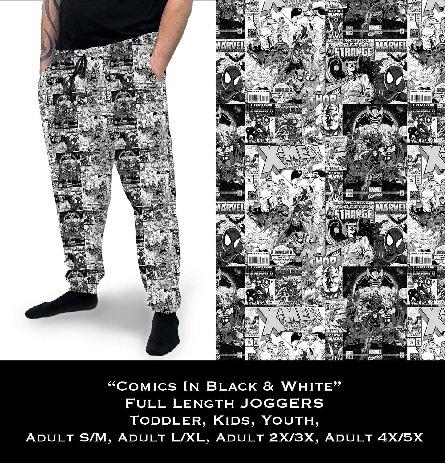 Comics in Black & White - Full Joggers