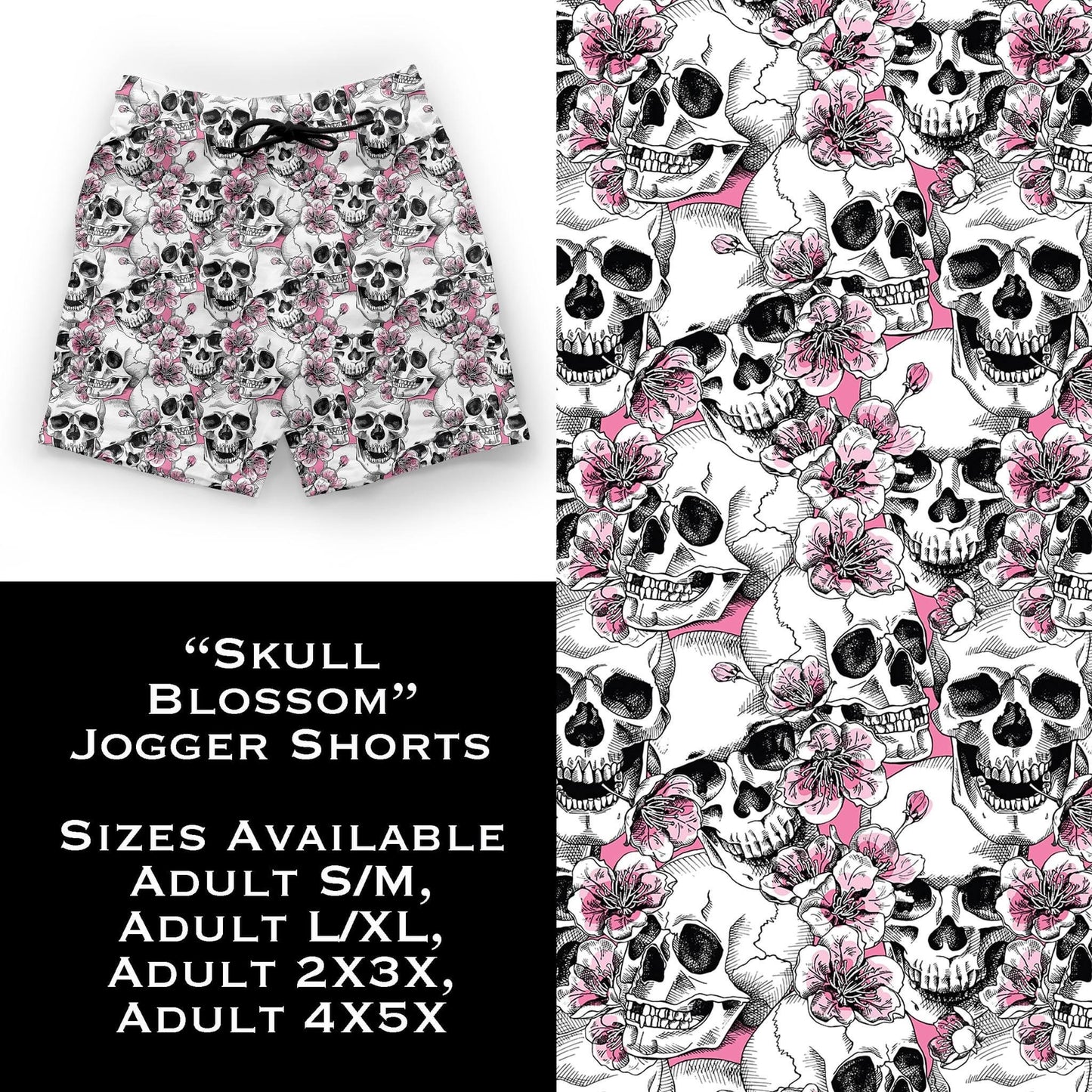 Skull Blossom Jogger Shorts with Pockets