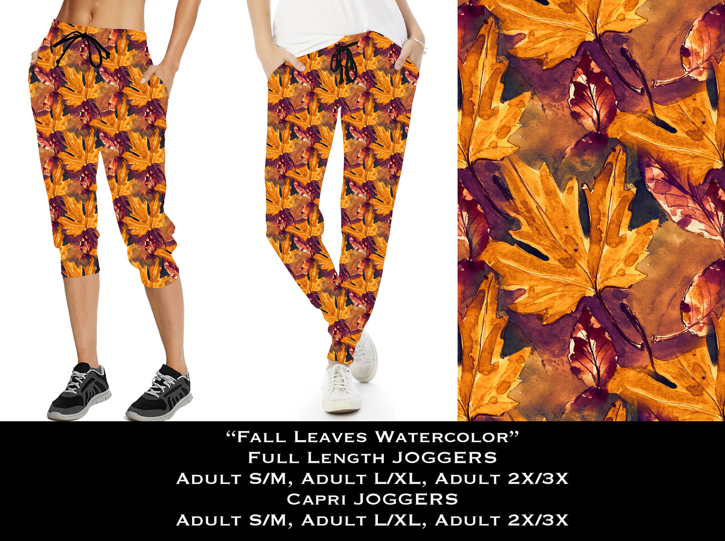 Fall Leaves Watercolor - Full Joggers