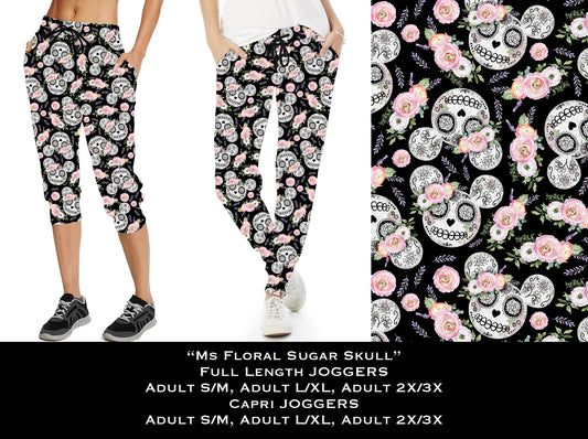 Ms Floral Sugar Skull - Full & Capri Joggers