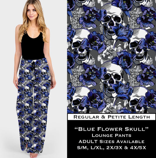 Blue Flower Skull Lounge Pants