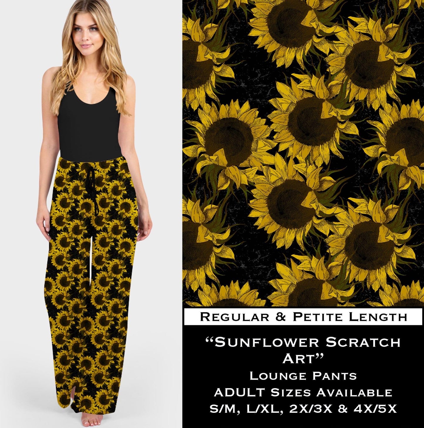 Sunflower Scratch Art Lounge Pants