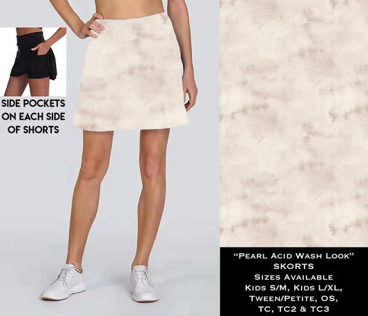 Pearl Acid Wash Look Skort w/Pockets