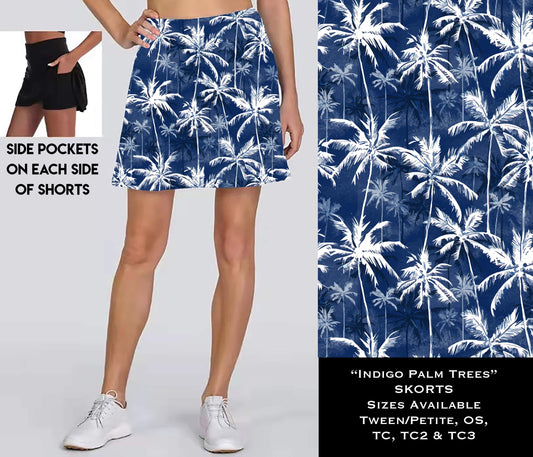 Indigo Palm Trees Skort with Pockets