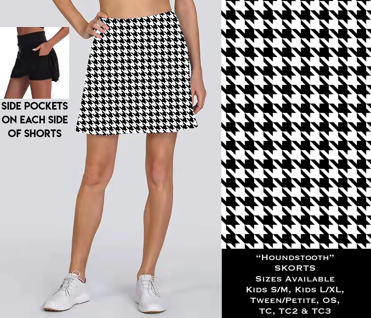 Houndstooth Skort with Pockets