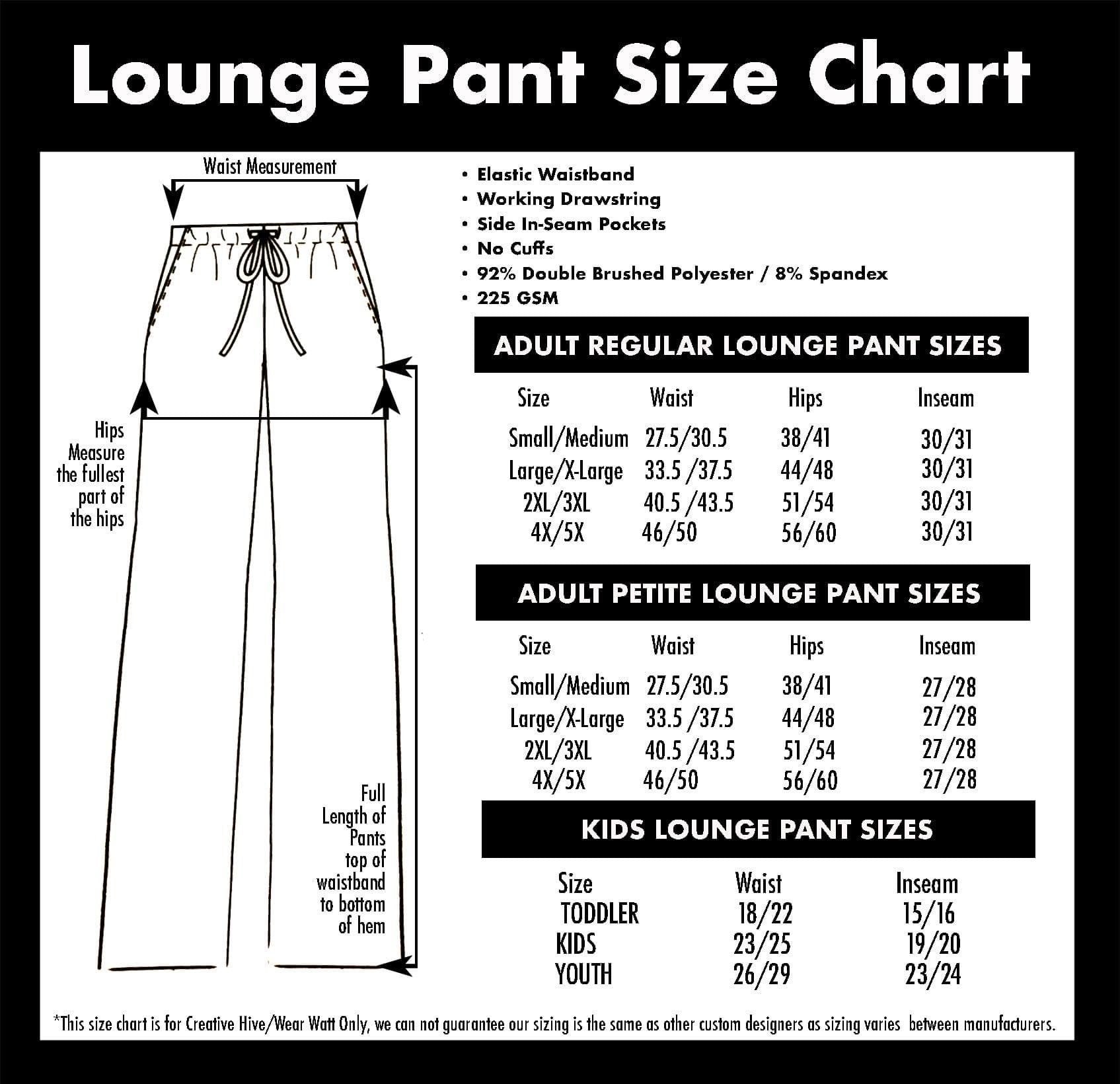 Size Chart - Lounge Joggers