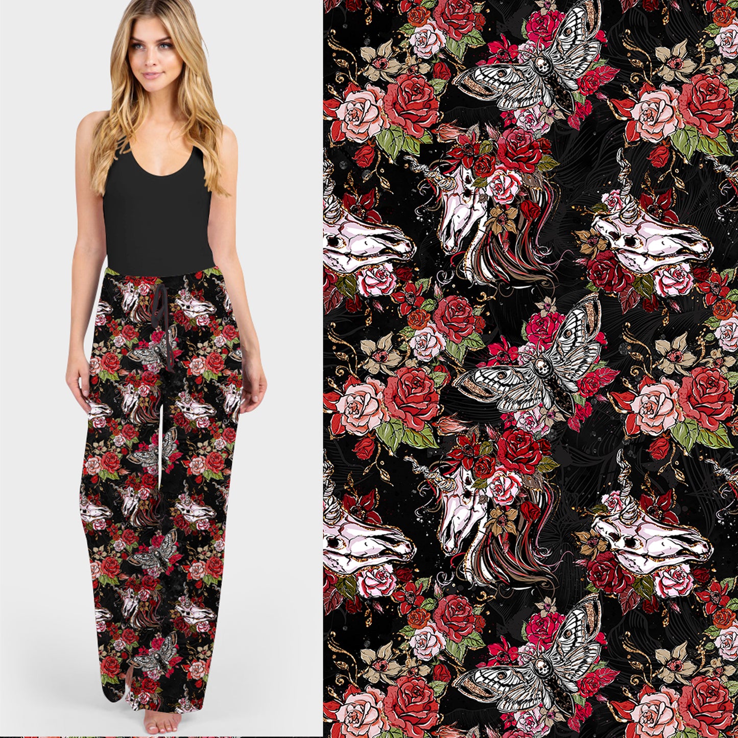 Red & Black Skeleton Unicorn - Lounge Pants