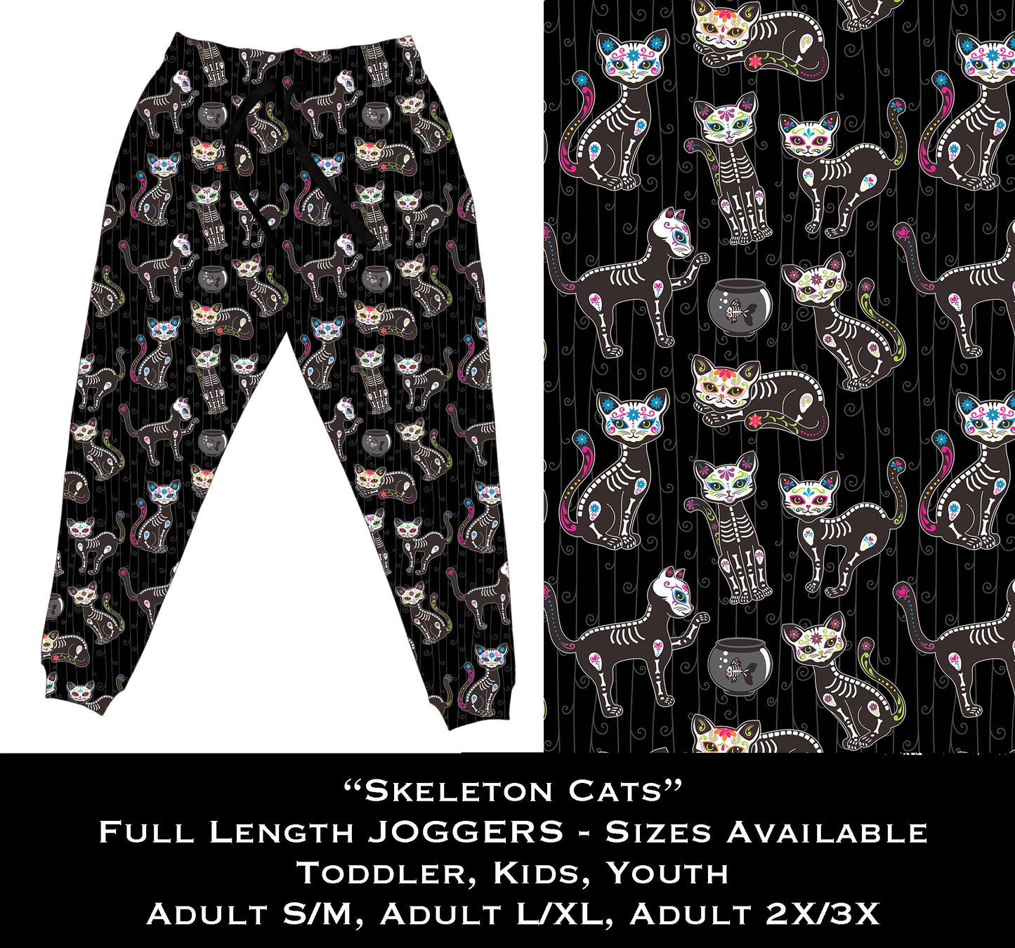 Skeleton Cats - Full & Capri Joggers