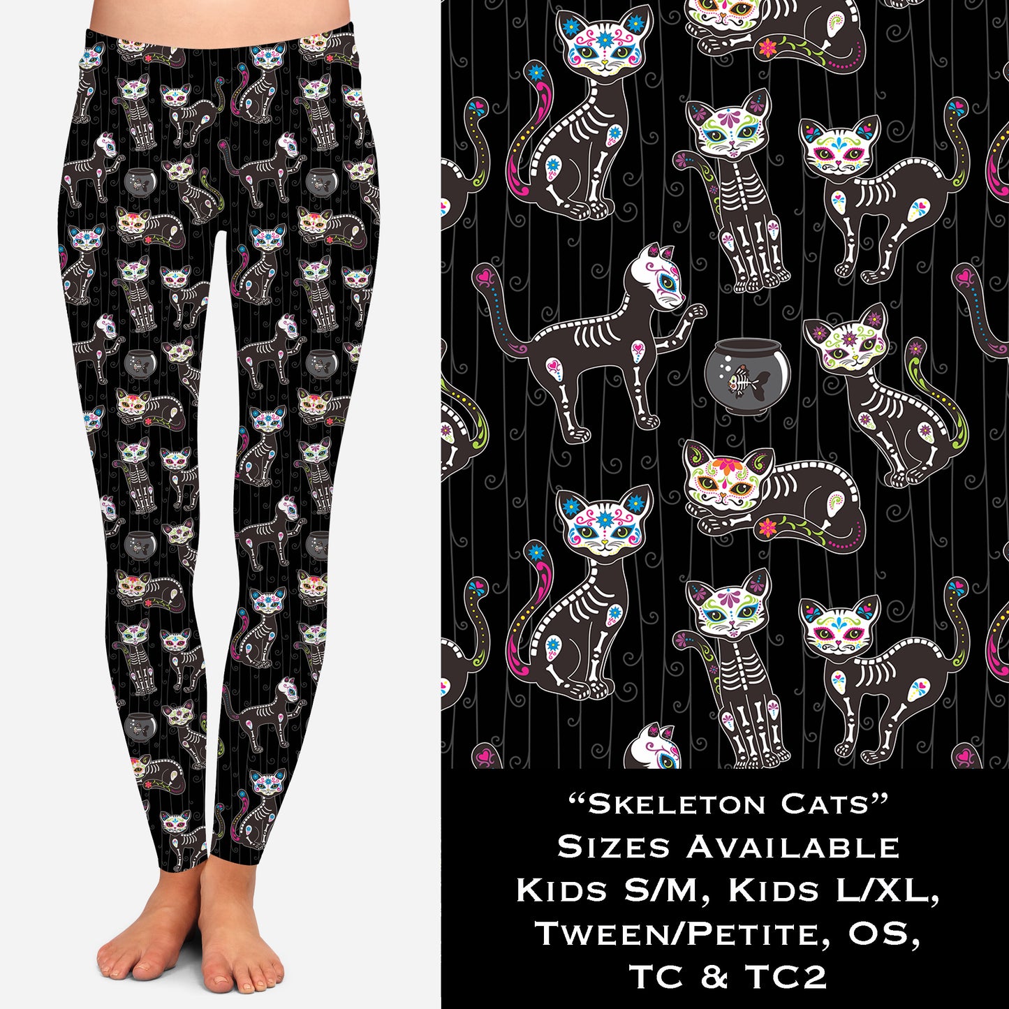 Skeleton Cats - Leggings & Capris