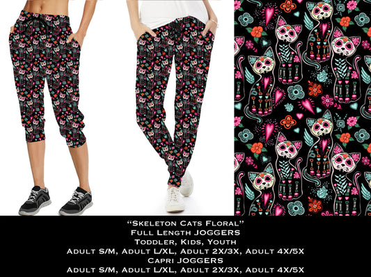 Skeleton Cats Floral - Full & Capri Joggers