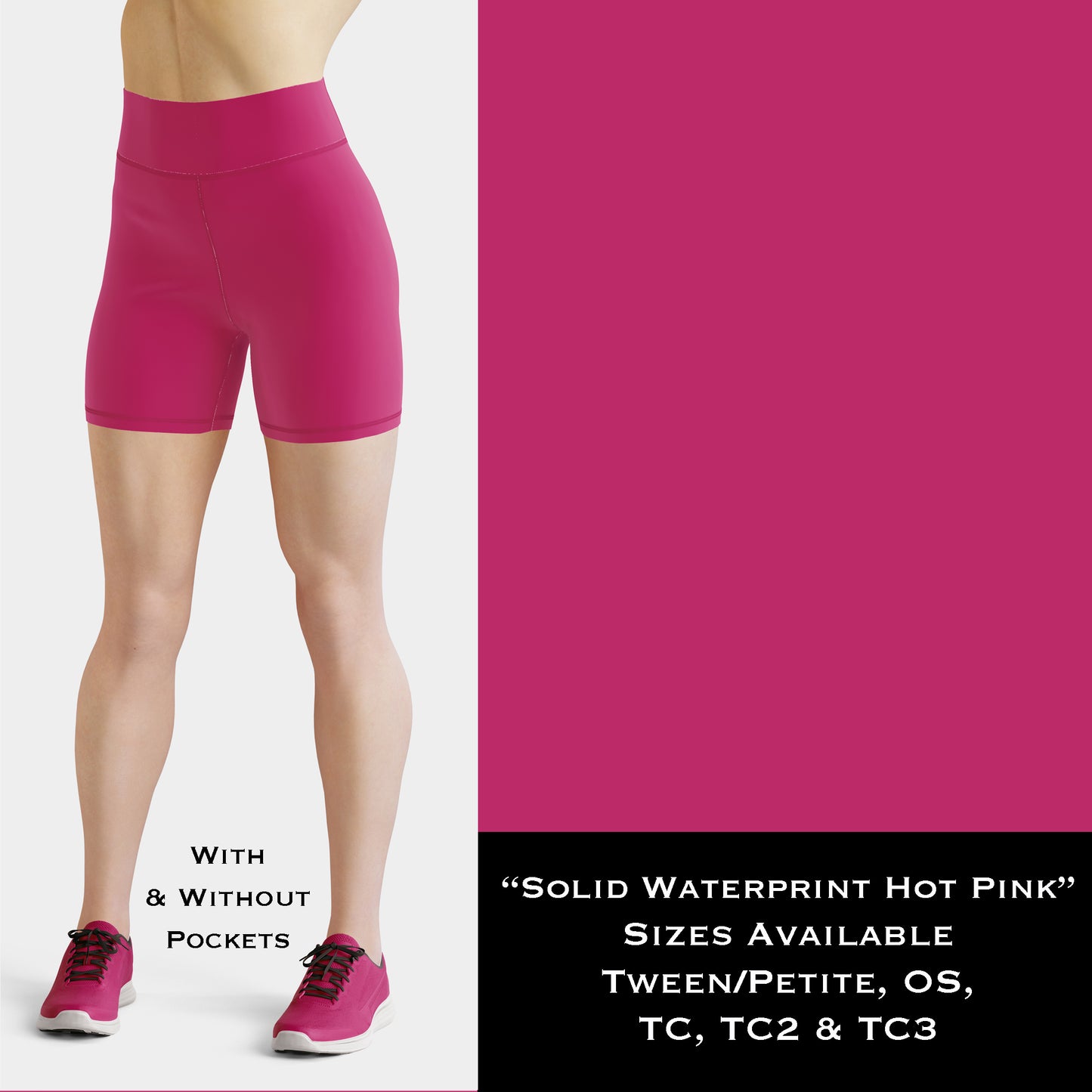 Solid HOT PINK Waterprint Yoga Shorts