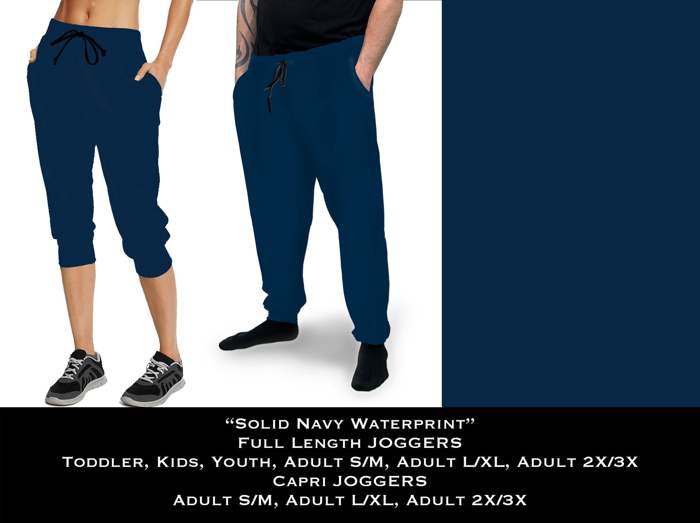 Solid NAVY Full & Capri Joggers