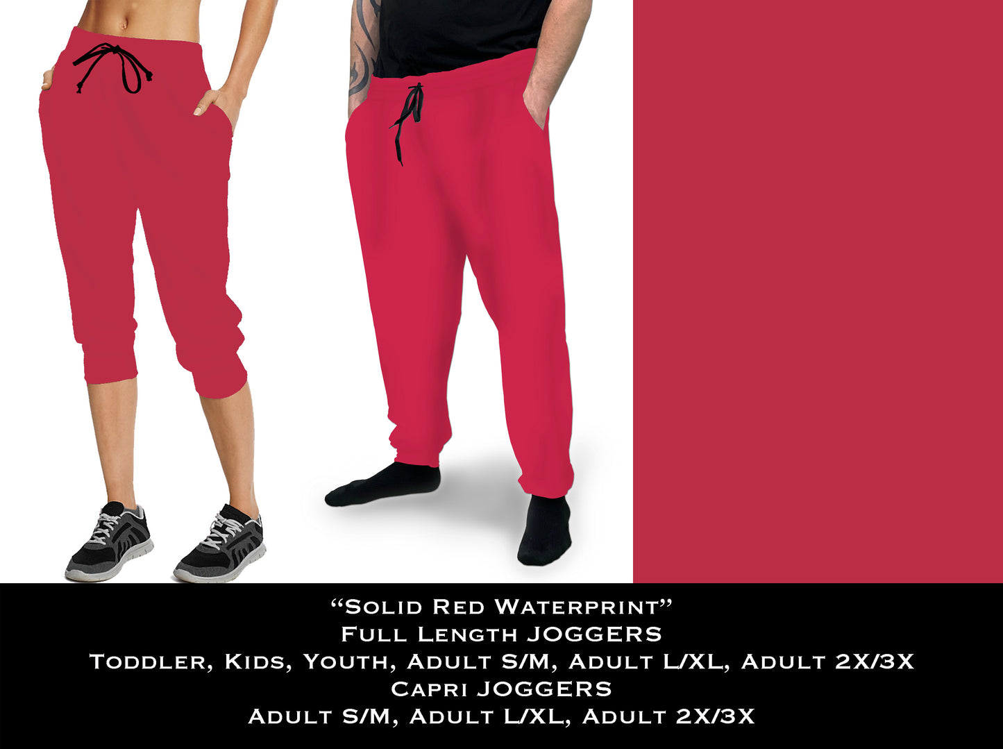 Solid RED waterprint Full & Capri Jogger