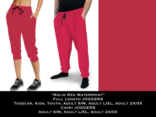 Solid RED waterprint Full & Capri Jogger