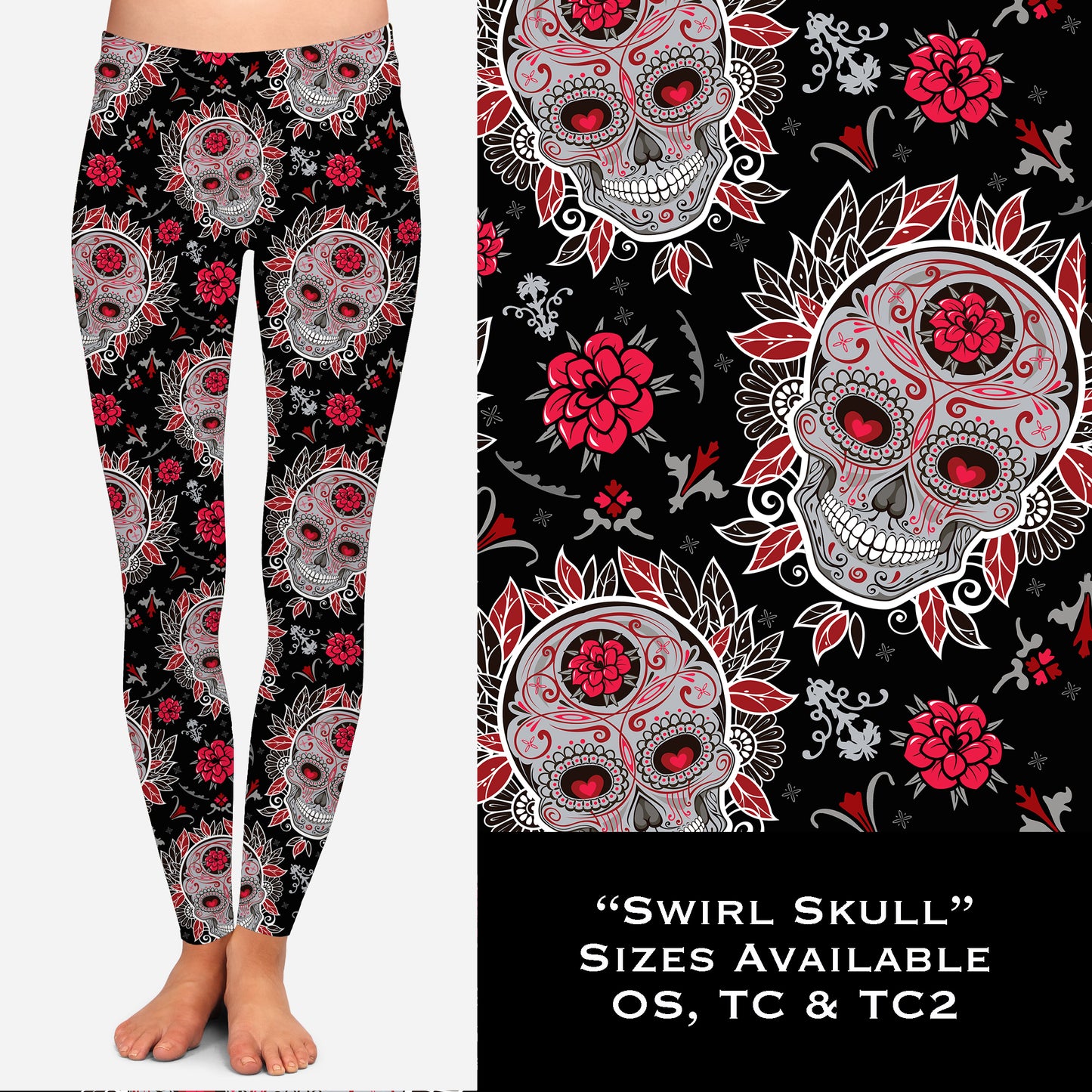 Swirl Skull - Legging & Capri