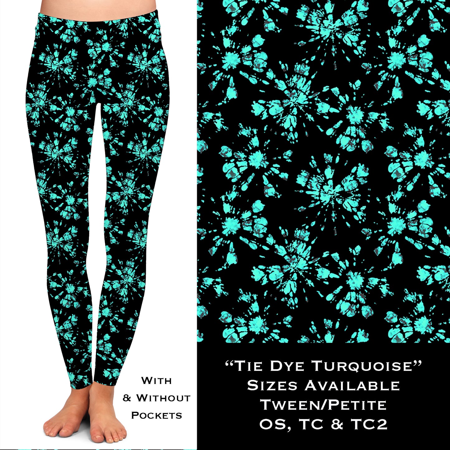 Tie Dye Turquoise - Leggings & Capris