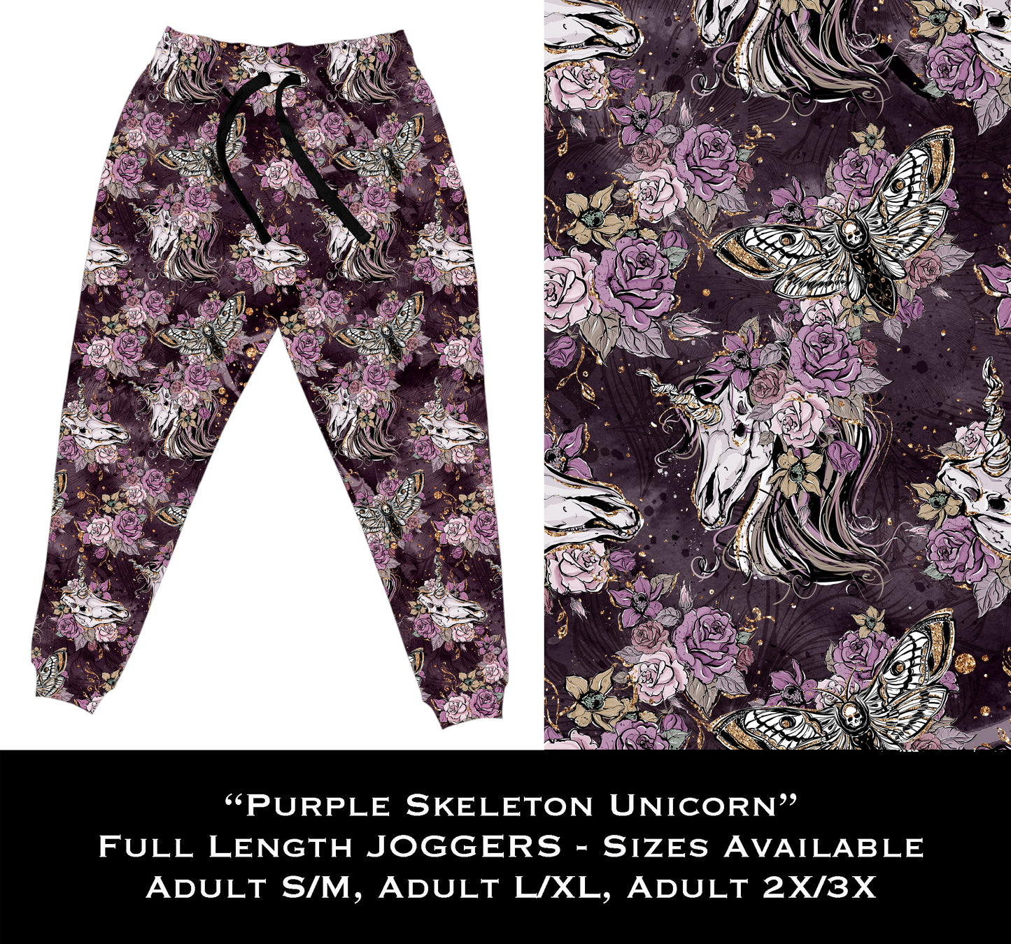 Purple Skeleton Unicorn - Full & Capri Joggers