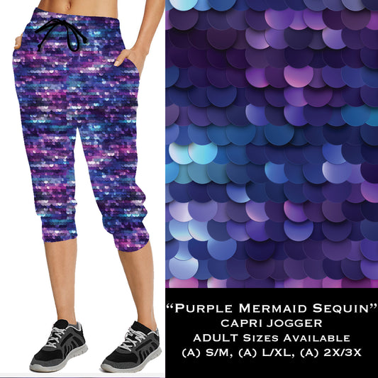 Purple Mermaid Sequins - Full & Capri Joggers